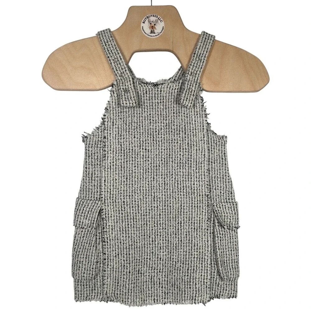 Zara Girls Boucle Tweed Pinafore Dress Cargo‎ Pocket Jumper Size 6 NWT